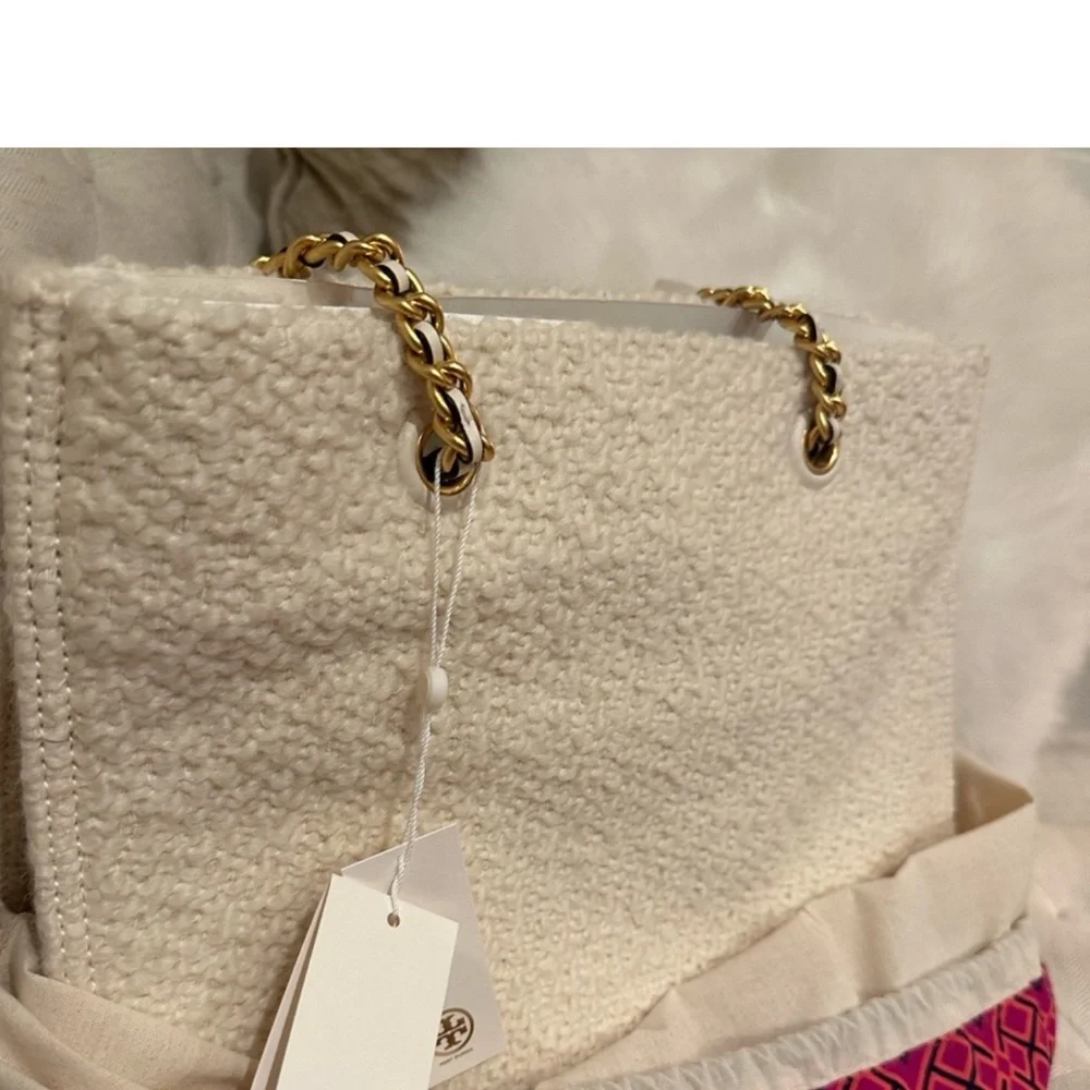 Tory Burch- Ella Boucle Chain Tote, “New Ivory”, NO LONGER AVAILABLE IN STORES